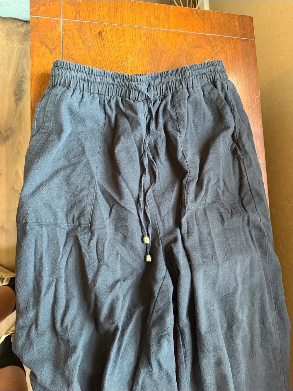 Small Womens  Casual Drawstring Pants in Black